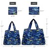 Wrapables Large & Small Foldable Nylon Reusable Shopping Bags (Set of 2), Neon Sharks - image 2 of 4