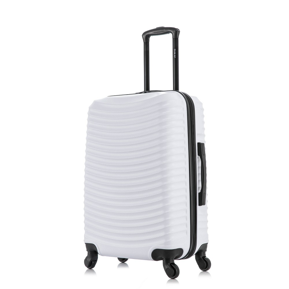 Photos - Luggage Dukap Adly Lightweight Hardside Large Checked Spinner Suitcase - White 