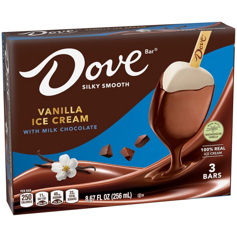 DOVE Vanilla Ice Cream with Milk Chocolate Bars - 3ct, 3 of 7