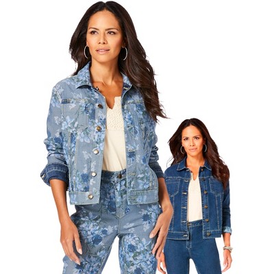 Roaman's Women's Plus Size Reversible Stretch Denim Jacket