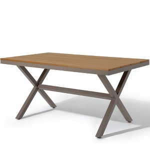 Heynemo Outdoor Dining Table for 6, 59" x 35" Rectangular Patio Dining Table, Aluminum Outdoor Table, Garden, Backyard, Poolside, or Indoor - 1 of 4