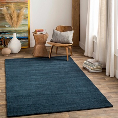 Hauteloom Brockton Solid Wool Dark Blue Area Rug