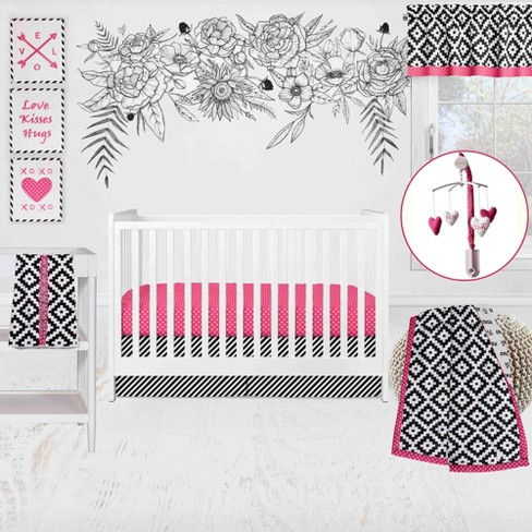 Pink and discount black crib bedding