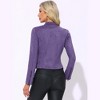 Allegra K Women's Faux Suede Stand Collar Zip Up Long Sleeve Moto Biker Jacket - 4 of 4