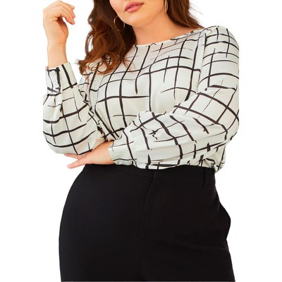 ELOQUII Women's Plus Size Raglan Sleeve Printed Blouse
