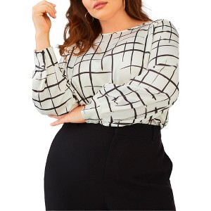 ELOQUII Women's Plus Size Raglan Sleeve Printed Blouse - 1 of 4