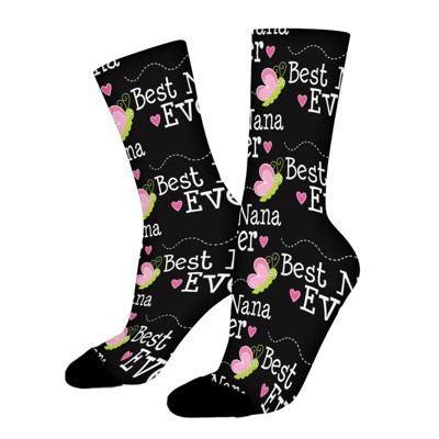 Best Nana Ever Grandma Women Printed Crew Socks Funny Funky Socks Soft Polyester Novelty Gifts for Artists Men