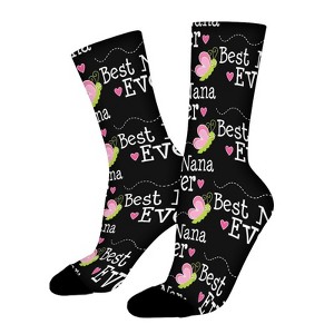 Best Nana Ever Grandma Women Printed Crew Socks Funny Funky Socks Soft Polyester Novelty Gifts for Artists Men - 1 of 1