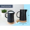 Nat & Jules Large Raw Bottom Matte Black 48 ounce Ceramic Pitcher Jug - 2 of 4