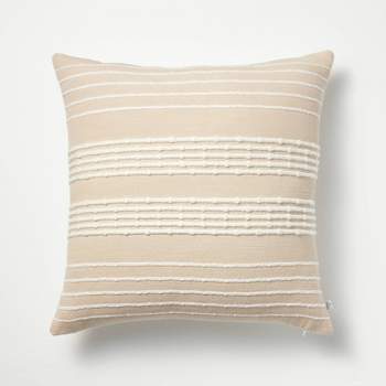 18"x18" Textured Bead Stripe Square Throw Pillow - Hearth & Hand™ with Magnolia