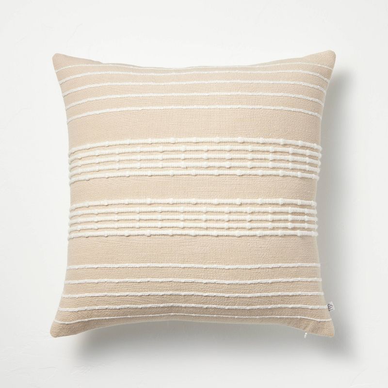 18"x18" Textured Bead Stripe Square Throw Pillow - Hearth & Hand™ with Magnolia, 1 of 6