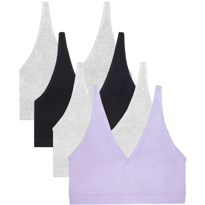 Smart & Sexy Women's Comfort Cotton Plunge Bralette 4 Pack Grey/black/grey/lilac  Xxl : Target