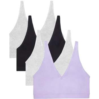 Smart & Sexy Women's Comfort Cotton Plunge Bralette 2 Pack Light Grey  Heather/Black Hue Large