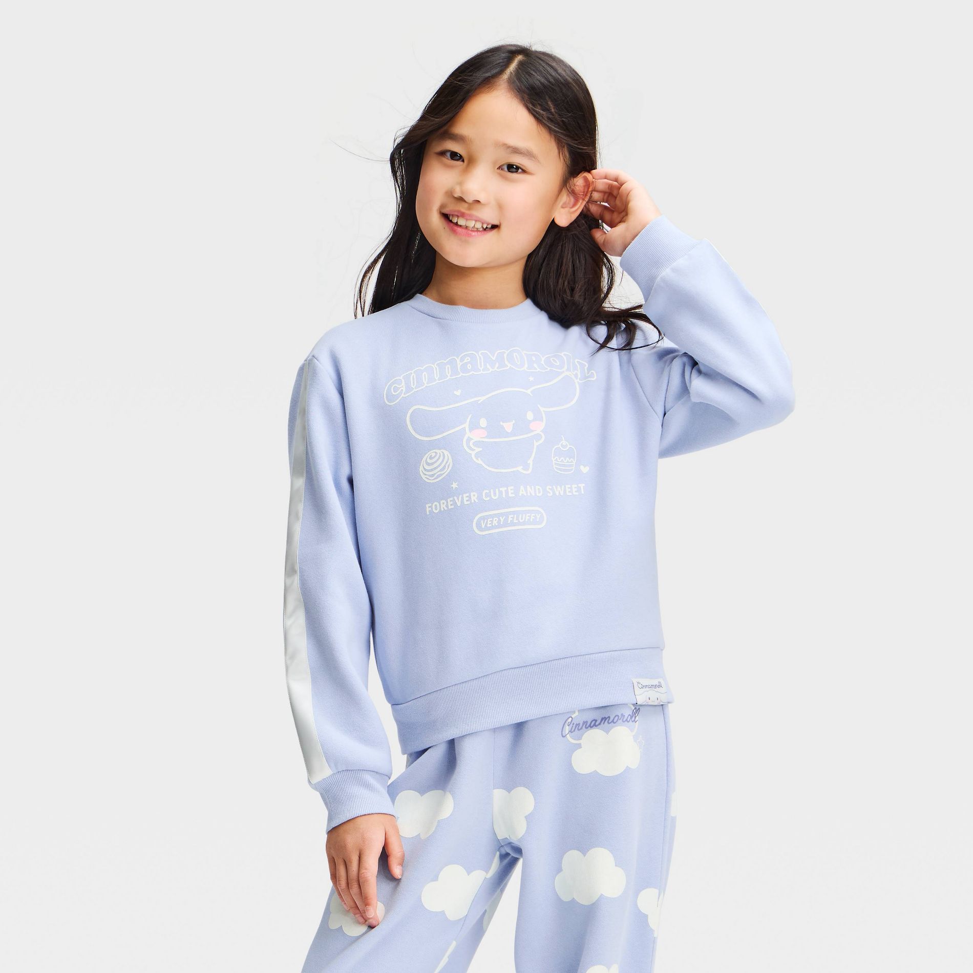 Girls' Sanrio Cinnamoroll "Forever Cute and Sweet" Graphic Sweatshirt - Light Blue