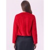 INSPIRE CHIC Women's Long Sleeve Open Front Cropped Winter Faux Fur Jacket - 3 of 4