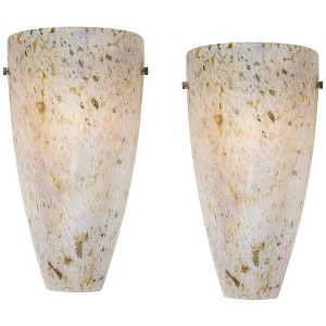 Possini Euro Design Emelle Modern Wall Light Sconces Set of 2 Caramel Amber Art Glass Hardwire 7" Fixture for Bedroom Bathroom Vanity Living Room Home - 1 of 4