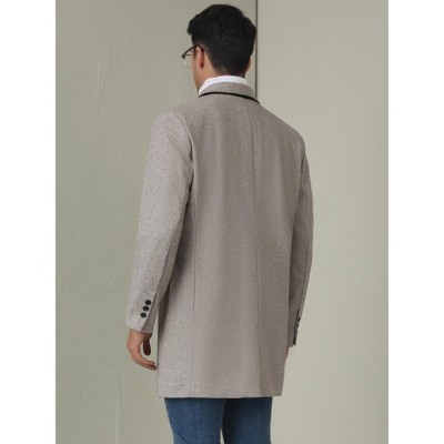 Lars Amadeus Men's Classic Fit Single Breasted Winter Herringbone Trench Coat Gray Medium — фото 3