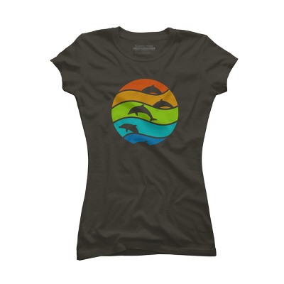 Junior's Design By Humans dolphin art By hkartist T-Shirt