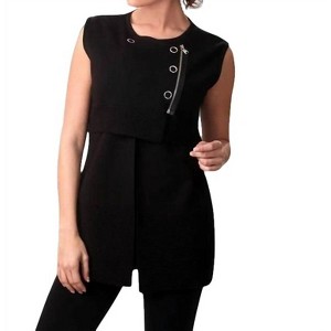 Women's Side Snap & Zip Long Vest - ANGEL - 1 of 2
