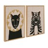 Kate and Laurel Sylvie Lion Profile Neutral Linen and Tiger Profile Neutral Linen Framed Canvas Art Set by Hannah Beisang - 2 of 4
