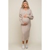PinkBlush Beige Hooded Maternity Sweater Midi Dress - 2 of 4