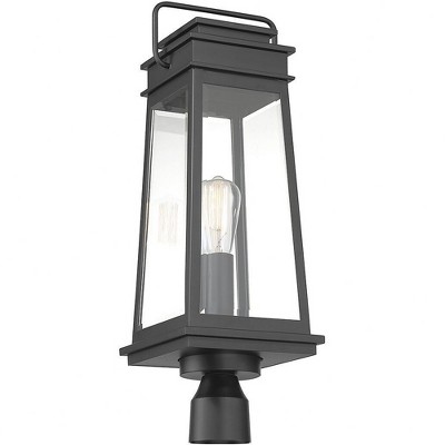 Matte Black 1-Light Outdoor Post Lantern with Clear Glass