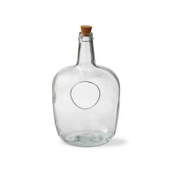 tagltd Clear Decorative Medium Size Demijohn Terrarium Glass Vase with Cork Top, 8.7 Diameter x 14.6 H inch.