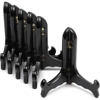 Juvale 6-Pack Mini 5" Black Wood Easel Stand Display Holder for Art Plate Dish Photo Frame
