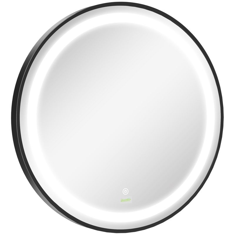 kleankin 24-Inch Lighted Bathroom Mirror for Wall, Dimmable LED Mirror with 3 Temperature Colors, Memory Function, Round Mirror for Wall Decor, 5 of 9