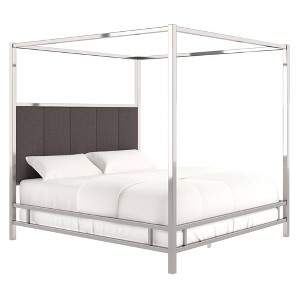 King Manhattan Canopy Bed with Vertical Panel Headboard Charcoal - Inspire Q, Grey