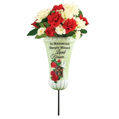 Collections Etc In Memoriam Bible Roses and Dove Memorial Vase