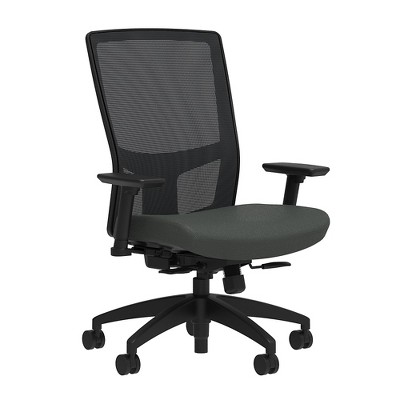 Union & Scale Fabric Task Chair Iron Ore Integrated Lumbar 2D Arms 52275