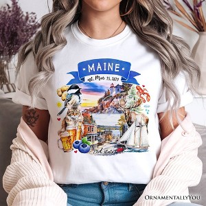 Artistic Maine State Themes and Landmarks T-Shirt, Tee for History and Travel Lovers| OrnamentallyYou - 1 of 4
