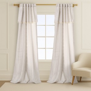 Set of 2 Ivy Tassel Light Filtering Window Curtain Panels Beige - 1 of 3