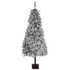 6FT/7FT Pre-Lit Artificial Christmas Tree, Snow-Flocked Christmas Entrance Tree, Holiday Christmas Tree with Metal Stand for Home Party Decor - 4 of 4