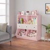 3-Tier Kids Bookshelf, Toy Storage Organizer with 3 Drawers,Wooden Bookcase with Large Toy Storage Cabinet for Playroom - 3 of 4