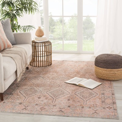 Marquesa Light Pink and Blue Diamond Runner Rug