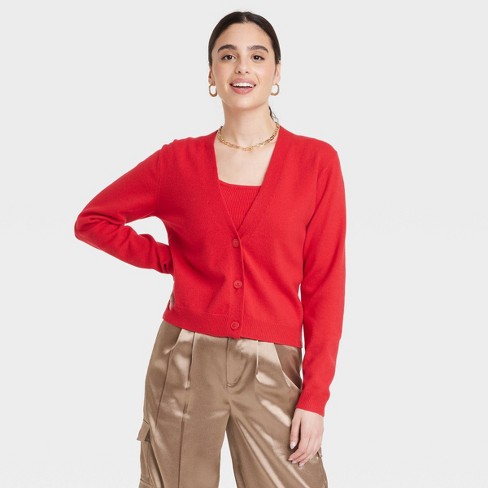 Women's Cardigan - A New Day™ Red L : Target