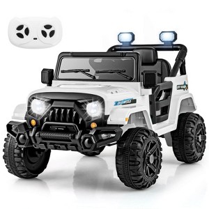 Costway 12V Kids Ride on Truck Car w/Remote Control, Threaded Wheels 3 Speeds LED Lights - 1 of 4