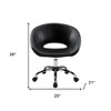 HomeRoots Black and Silver Faux Leather Adjustable Height Swivel Rolling Office Chair - 3 of 4