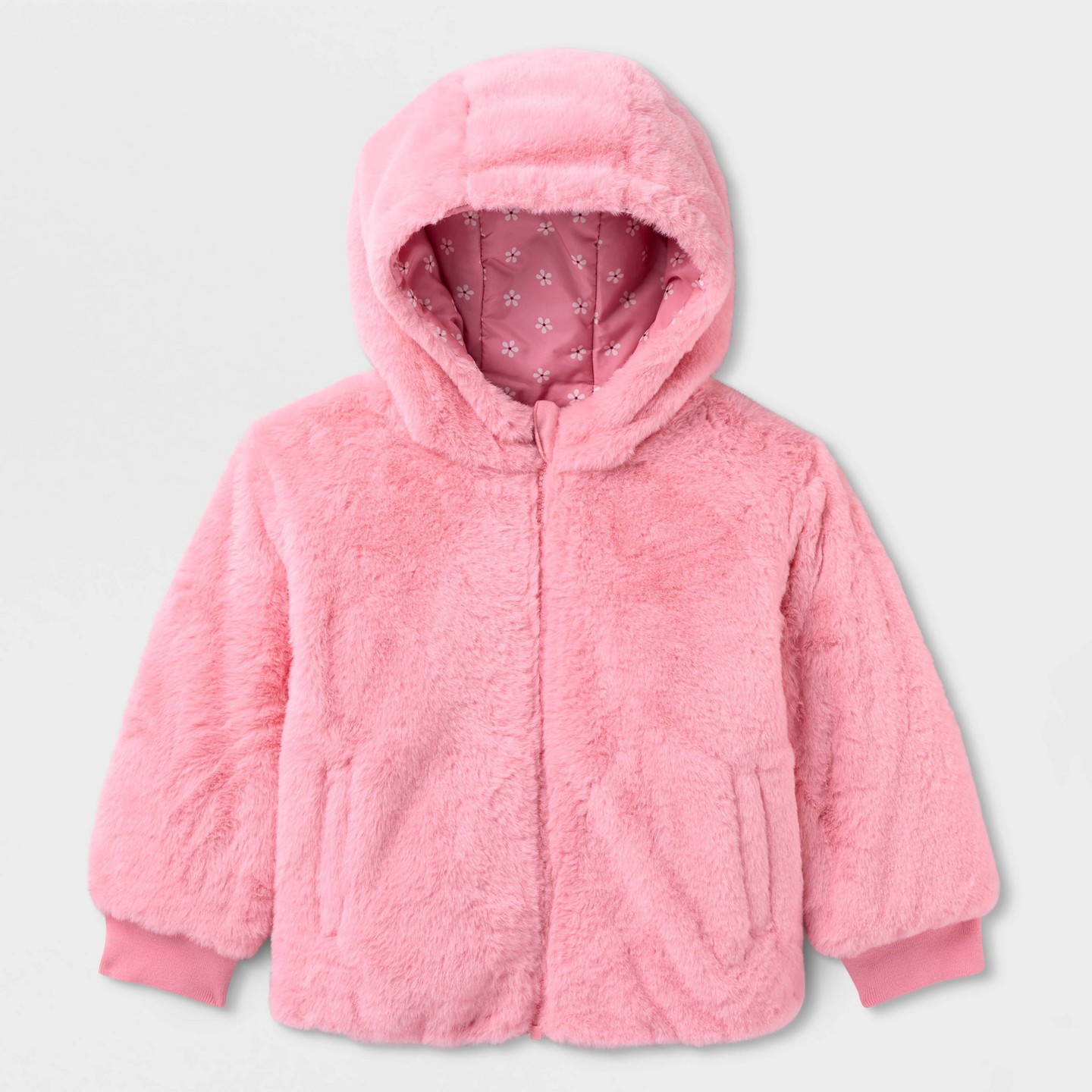 Детская куртка Cat & Jack Toddler Girls' Ditsy Floral Reversible Puffer, цвет: С принтом — фото 3