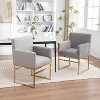SEYNAR Modern Velvet Accent Arm Dining Chair Set of 2 with Metal Legs - 3 of 4