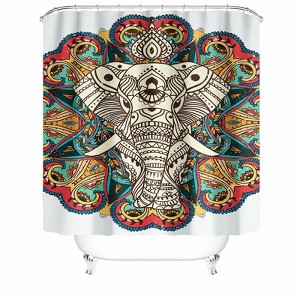 Retro Elephant Shower Curtains for Bathroom Waterproof Fabric Bath Curtain Durable Soft Stylish Bathroom Decor 72x72 Inch - 1 of 1