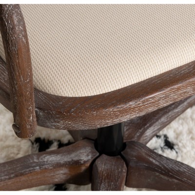 Carson Gray-Washed Wood and Fabric Café-Style Office Chair