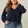 Agnes Orinda Women's Plus Size V Neck Long Sleeve Twist Knot Top