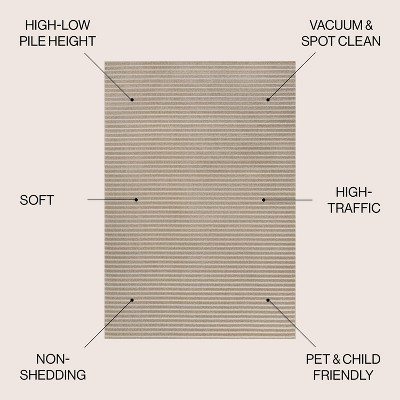 Aarhus Beige and Cream Striped 8' x 10' Synthetic Area Rug