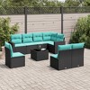 vidaXL 9 Piece Patio Sofa Set with Cushions Black Poly Rattan - 2 of 4