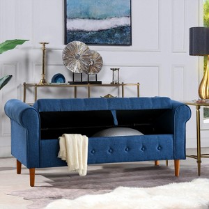 NicBex Linen Storage Ottoman Bench,Upholstered Storage Ottoman with Tufted Buttons and Rolled Arms,Modern Storage Bench for Living Room,Bedroom - 1 of 4