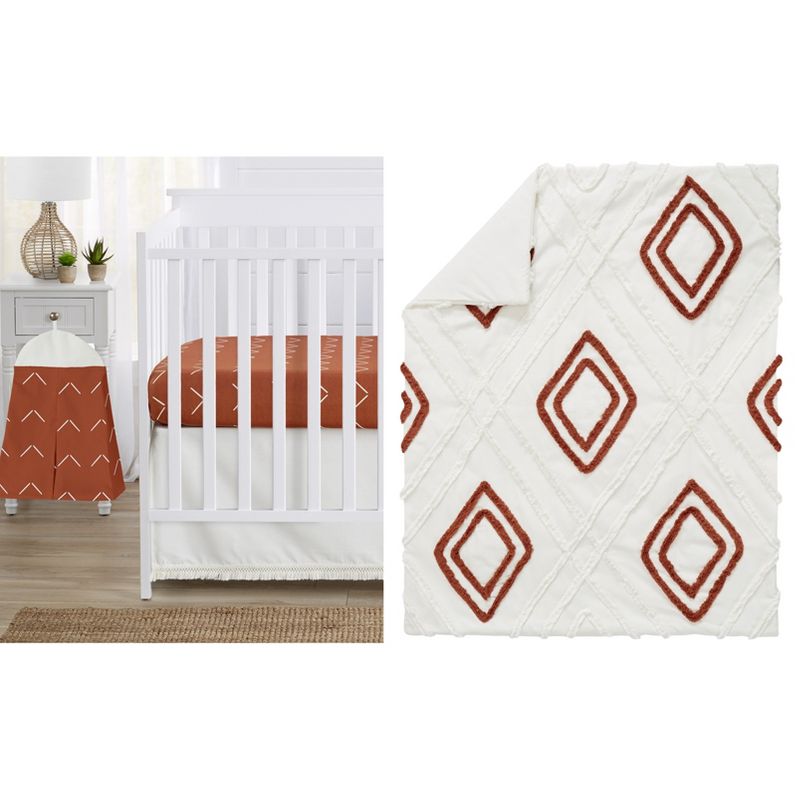 Sweet Jojo Designs Boy or Girl Gender Neutral Unisex Baby Crib Bedding Set - Orange Diamond Tuft Collection 4pc, 1 of 8