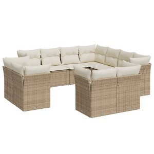 vidaXL Garden Sofa Set Beige Poly Rattan Large Modular Garden Sofa Set - 1 of 4